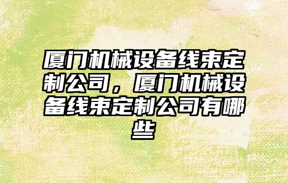 廈門機械設備線束定制公司，廈門機械設備線束定制公司有哪些