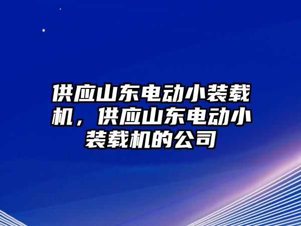 供應(yīng)山東電動(dòng)小裝載機(jī)，供應(yīng)山東電動(dòng)小裝載機(jī)的公司