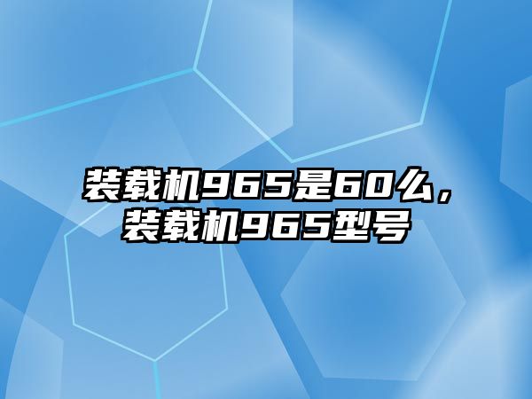 裝載機(jī)965是60么，裝載機(jī)965型號(hào)