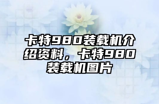 卡特980裝載機(jī)介紹資料，卡特980裝載機(jī)圖片