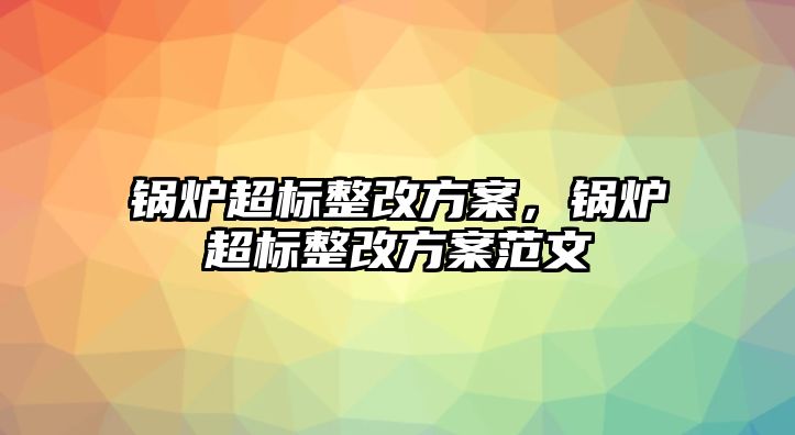 鍋爐超標(biāo)整改方案，鍋爐超標(biāo)整改方案范文