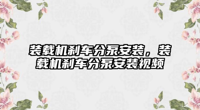 裝載機剎車分泵安裝，裝載機剎車分泵安裝視頻