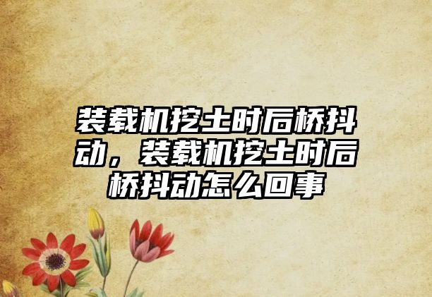 裝載機(jī)挖土?xí)r后橋抖動(dòng)，裝載機(jī)挖土?xí)r后橋抖動(dòng)怎么回事