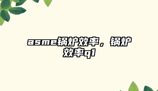 asme鍋爐效率，鍋爐效率q1