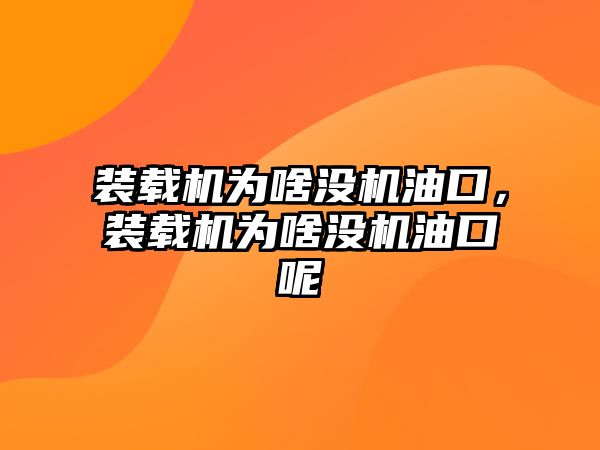 裝載機(jī)為啥沒(méi)機(jī)油口，裝載機(jī)為啥沒(méi)機(jī)油口呢