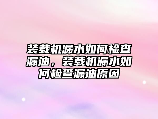 裝載機漏水如何檢查漏油，裝載機漏水如何檢查漏油原因