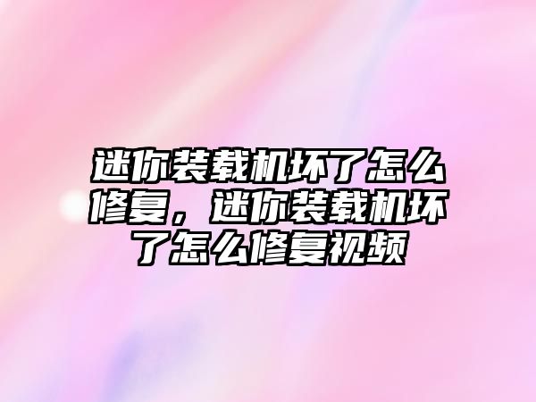 迷你裝載機(jī)壞了怎么修復(fù)，迷你裝載機(jī)壞了怎么修復(fù)視頻