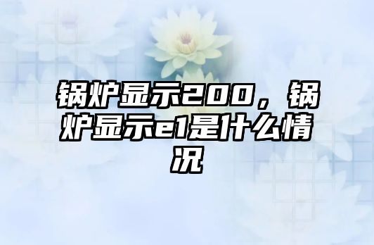 鍋爐顯示200，鍋爐顯示e1是什么情況