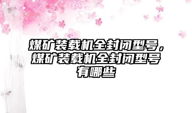 煤礦裝載機全封閉型號，煤礦裝載機全封閉型號有哪些