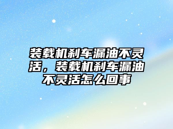 裝載機剎車漏油不靈活，裝載機剎車漏油不靈活怎么回事