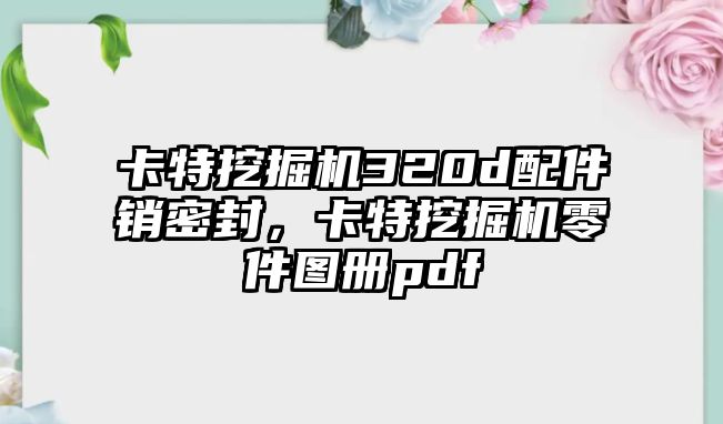 卡特挖掘機320d配件銷密封，卡特挖掘機零件圖冊pdf