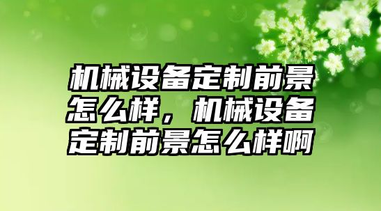 機械設備定制前景怎么樣，機械設備定制前景怎么樣啊