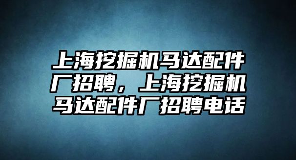 上海挖掘機馬達(dá)配件廠招聘，上海挖掘機馬達(dá)配件廠招聘電話