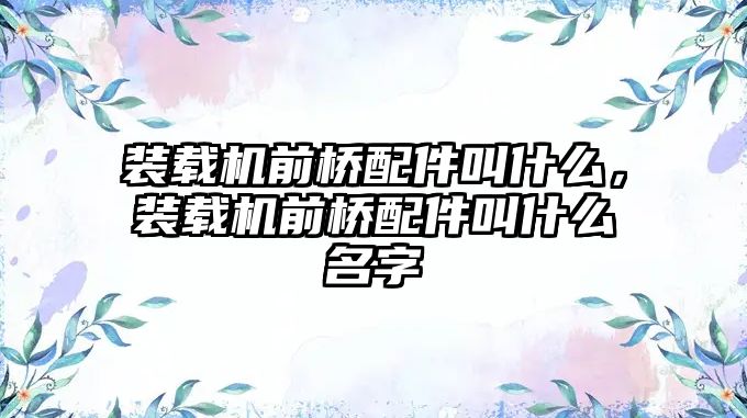 裝載機前橋配件叫什么，裝載機前橋配件叫什么名字