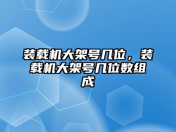 裝載機(jī)大架號(hào)幾位，裝載機(jī)大架號(hào)幾位數(shù)組成