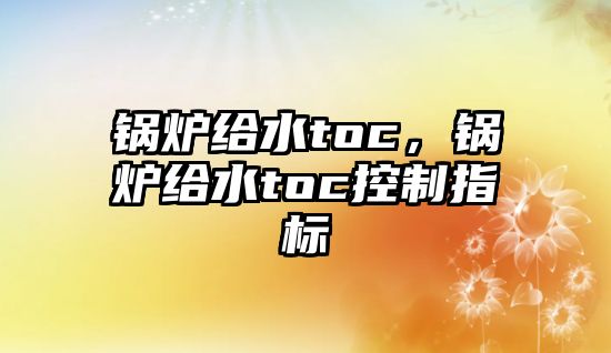 鍋爐給水toc，鍋爐給水toc控制指標(biāo)