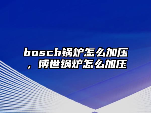 bosch鍋爐怎么加壓，博世鍋爐怎么加壓