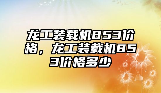 龍工裝載機853價格，龍工裝載機853價格多少