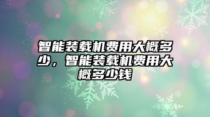 智能裝載機(jī)費(fèi)用大概多少，智能裝載機(jī)費(fèi)用大概多少錢