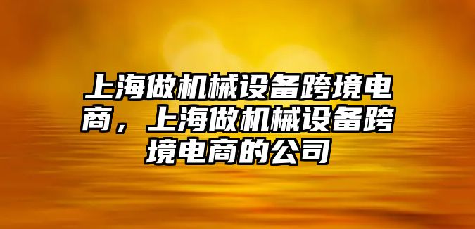 上海做機(jī)械設(shè)備跨境電商，上海做機(jī)械設(shè)備跨境電商的公司