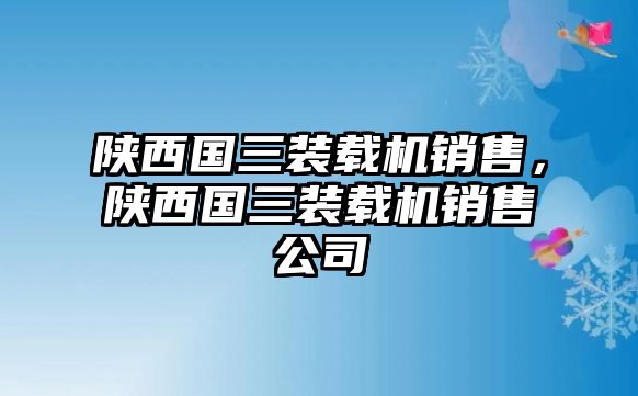 陜西國三裝載機銷售，陜西國三裝載機銷售公司