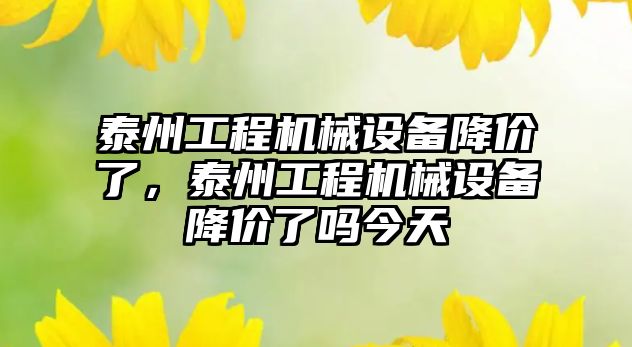 泰州工程機械設備降價了，泰州工程機械設備降價了嗎今天