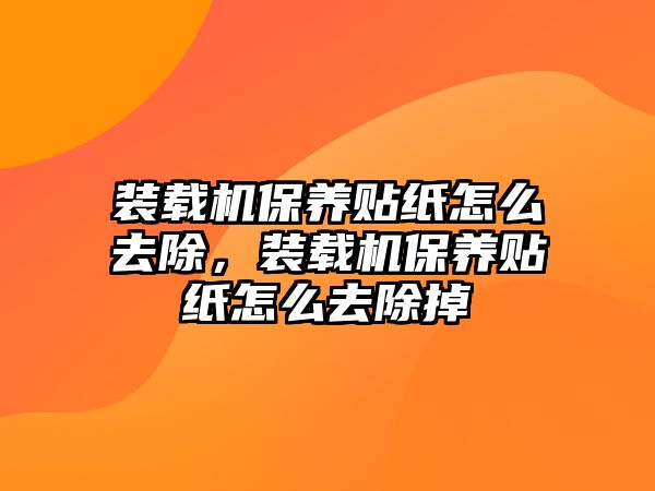 裝載機(jī)保養(yǎng)貼紙?jiān)趺慈コ?，裝載機(jī)保養(yǎng)貼紙?jiān)趺慈コ?/>	
								</i>
								<p class=