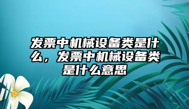 發(fā)票中機(jī)械設(shè)備類是什么，發(fā)票中機(jī)械設(shè)備類是什么意思