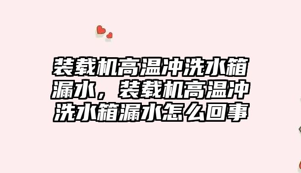 裝載機高溫沖洗水箱漏水，裝載機高溫沖洗水箱漏水怎么回事