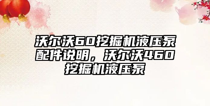 沃爾沃60挖掘機液壓泵配件說明，沃爾沃460挖掘機液壓泵