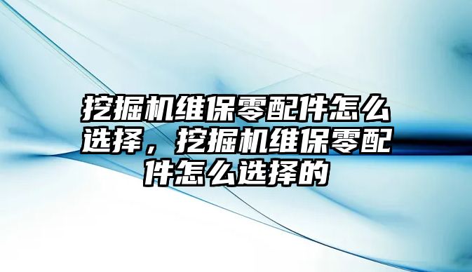 挖掘機維保零配件怎么選擇，挖掘機維保零配件怎么選擇的