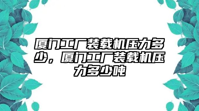 廈門(mén)工廠裝載機(jī)壓力多少，廈門(mén)工廠裝載機(jī)壓力多少噸