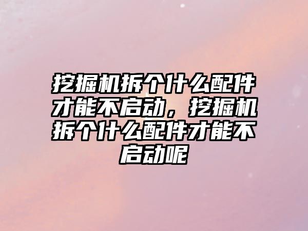 挖掘機拆個什么配件才能不啟動，挖掘機拆個什么配件才能不啟動呢