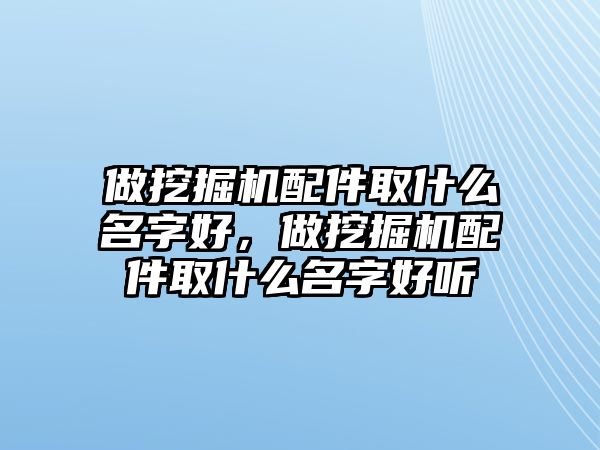 做挖掘機(jī)配件取什么名字好，做挖掘機(jī)配件取什么名字好聽