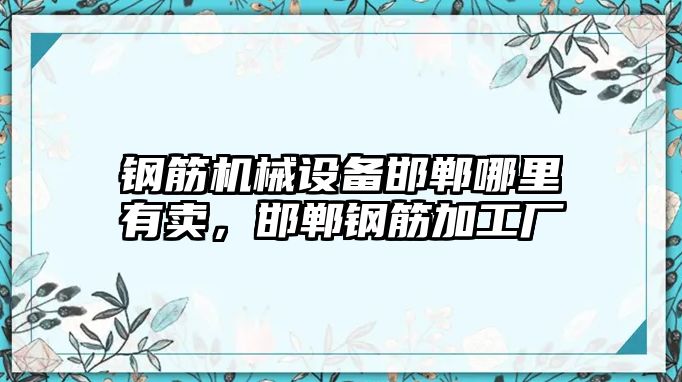 鋼筋機械設(shè)備邯鄲哪里有賣，邯鄲鋼筋加工廠