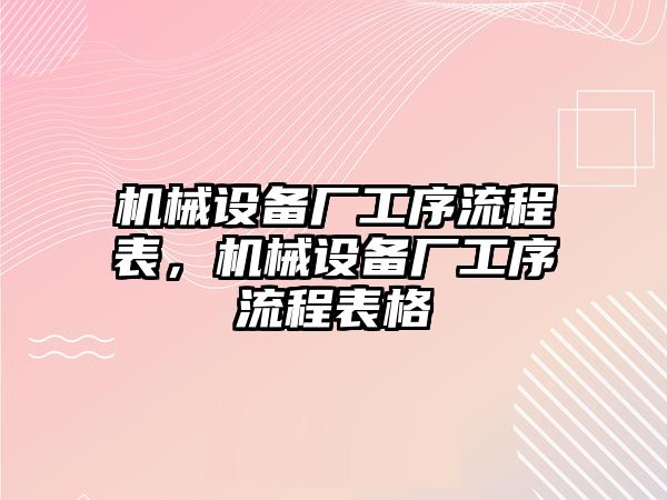 機(jī)械設(shè)備廠工序流程表，機(jī)械設(shè)備廠工序流程表格