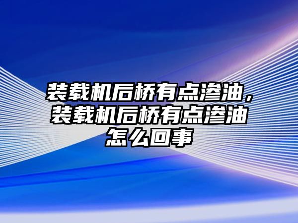 裝載機(jī)后橋有點(diǎn)滲油，裝載機(jī)后橋有點(diǎn)滲油怎么回事