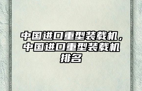 中國進(jìn)口重型裝載機(jī)，中國進(jìn)口重型裝載機(jī)排名