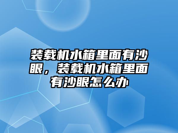 裝載機水箱里面有沙眼，裝載機水箱里面有沙眼怎么辦