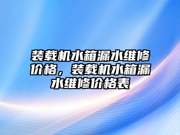 裝載機(jī)水箱漏水維修價(jià)格，裝載機(jī)水箱漏水維修價(jià)格表