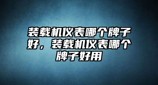 裝載機儀表哪個牌子好，裝載機儀表哪個牌子好用