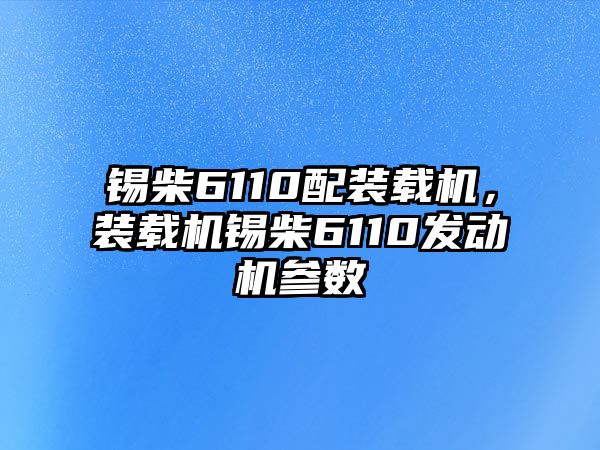 錫柴6110配裝載機(jī)，裝載機(jī)錫柴6110發(fā)動機(jī)參數(shù)