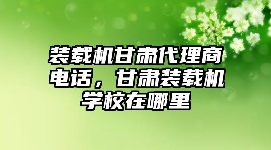 裝載機甘肅代理商電話，甘肅裝載機學校在哪里