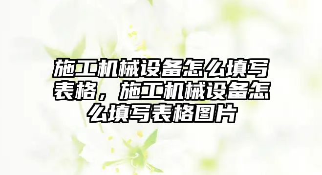 施工機械設(shè)備怎么填寫表格，施工機械設(shè)備怎么填寫表格圖片