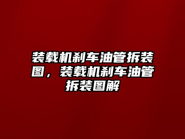 裝載機(jī)剎車油管拆裝圖，裝載機(jī)剎車油管拆裝圖解