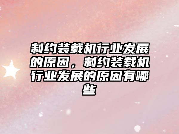 制約裝載機行業(yè)發(fā)展的原因，制約裝載機行業(yè)發(fā)展的原因有哪些