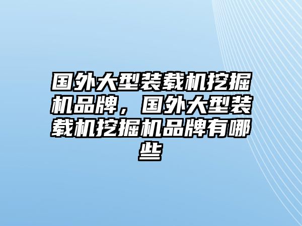 國外大型裝載機(jī)挖掘機(jī)品牌，國外大型裝載機(jī)挖掘機(jī)品牌有哪些