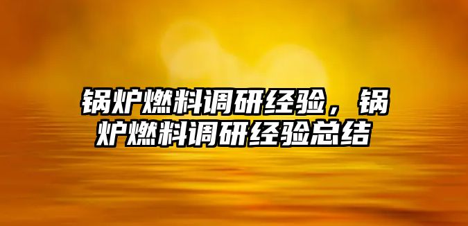 鍋爐燃料調(diào)研經(jīng)驗(yàn)，鍋爐燃料調(diào)研經(jīng)驗(yàn)總結(jié)