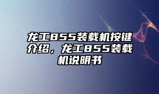 龍工855裝載機(jī)按鍵介紹，龍工855裝載機(jī)說明書