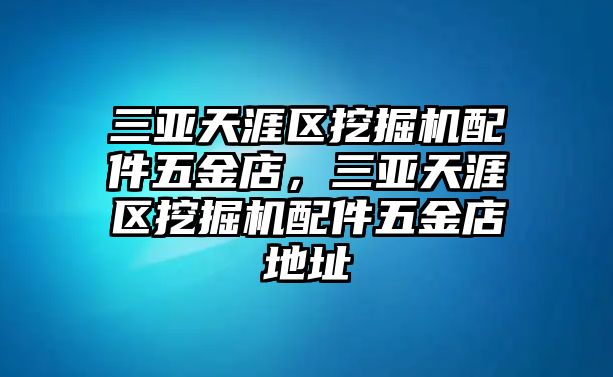 三亞天涯區(qū)挖掘機配件五金店，三亞天涯區(qū)挖掘機配件五金店地址